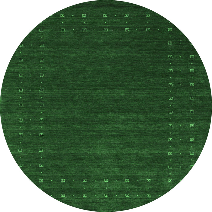 Round Machine Washable Abstract Emerald Green Contemporary Area Rugs, wshcon2362emgrn