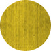 Round Abstract Yellow Contemporary Rug, con2363yw