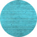 Round Abstract Light Blue Contemporary Rug, con2363lblu