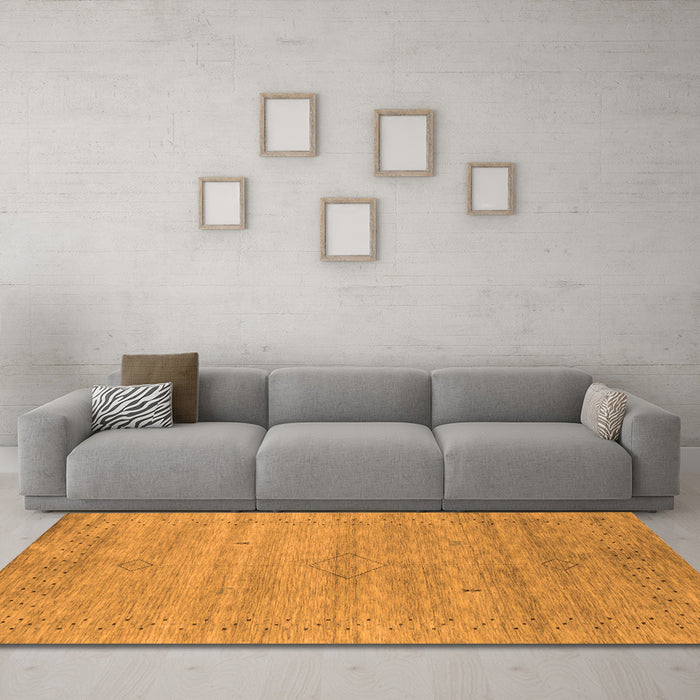 Machine Washable Abstract Orange Contemporary Area Rugs in a Living Room, wshcon2363org