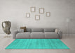 Machine Washable Abstract Turquoise Contemporary Area Rugs in a Living Room,, wshcon2363turq