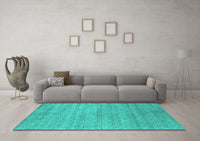 Machine Washable Abstract Turquoise Contemporary Rug, wshcon2363turq