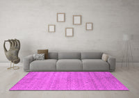 Machine Washable Abstract Pink Contemporary Rug, wshcon2363pnk