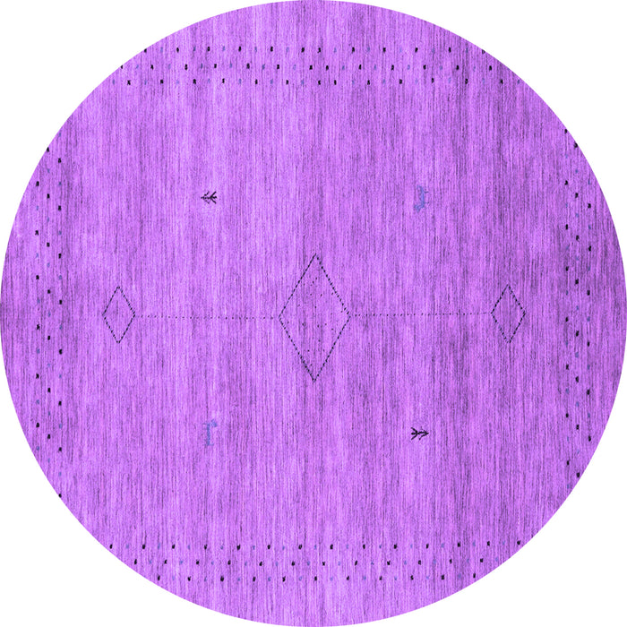 Round Abstract Purple Contemporary Rug, con2363pur