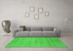 Machine Washable Abstract Green Contemporary Area Rugs in a Living Room,, wshcon2363grn