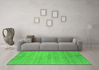 Machine Washable Abstract Green Contemporary Rug, wshcon2363grn