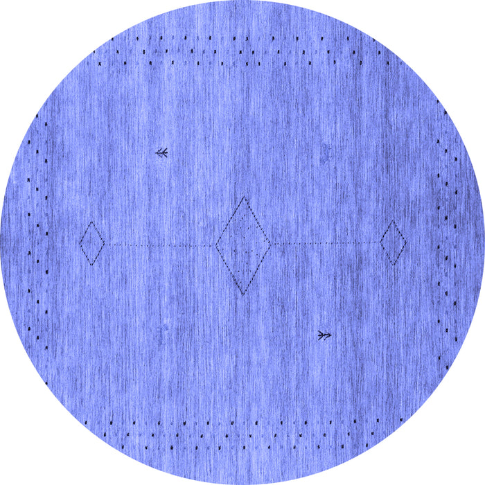 Round Machine Washable Abstract Blue Contemporary Rug, wshcon2363blu