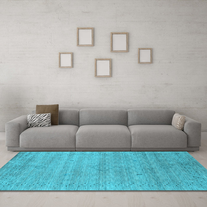 Machine Washable Abstract Light Blue Contemporary Rug in a Living Room, wshcon2363lblu