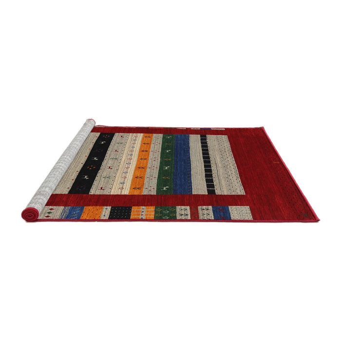 Serging Thickness of Machine Washable Contemporary Red Rug, wshcon2364
