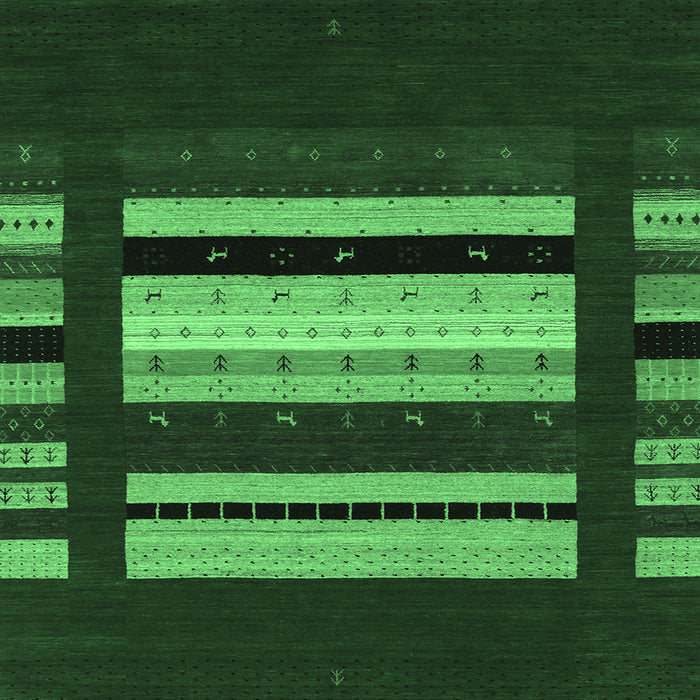 Square Machine Washable Abstract Emerald Green Contemporary Area Rugs, wshcon2364emgrn