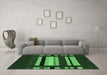 Machine Washable Abstract Emerald Green Contemporary Area Rugs in a Living Room,, wshcon2364emgrn