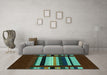 Machine Washable Abstract Turquoise Contemporary Area Rugs in a Living Room,, wshcon2364turq