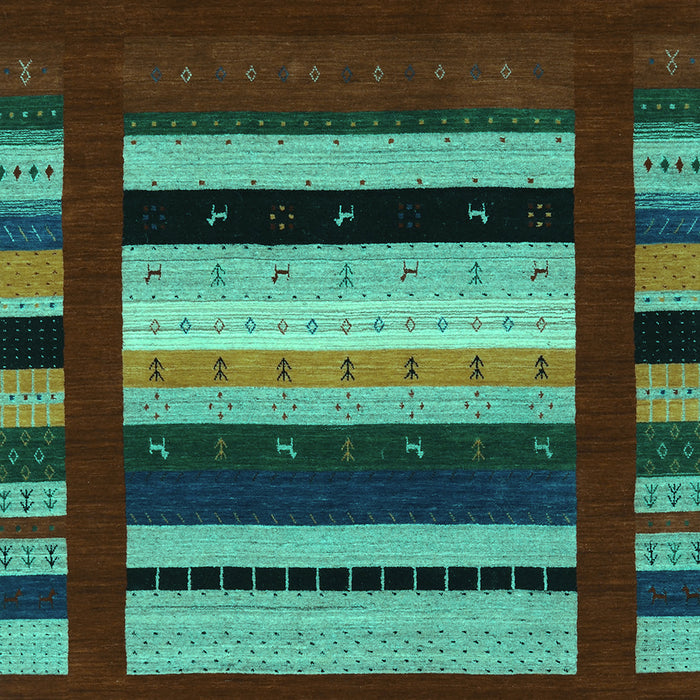 Machine Washable Abstract Turquoise Contemporary Area Rugs, wshcon2364turq