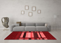 Machine Washable Abstract Red Contemporary Rug, wshcon2364red