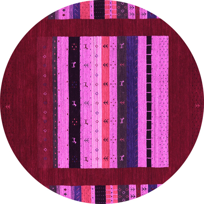 Round Abstract Pink Contemporary Rug, con2364pnk