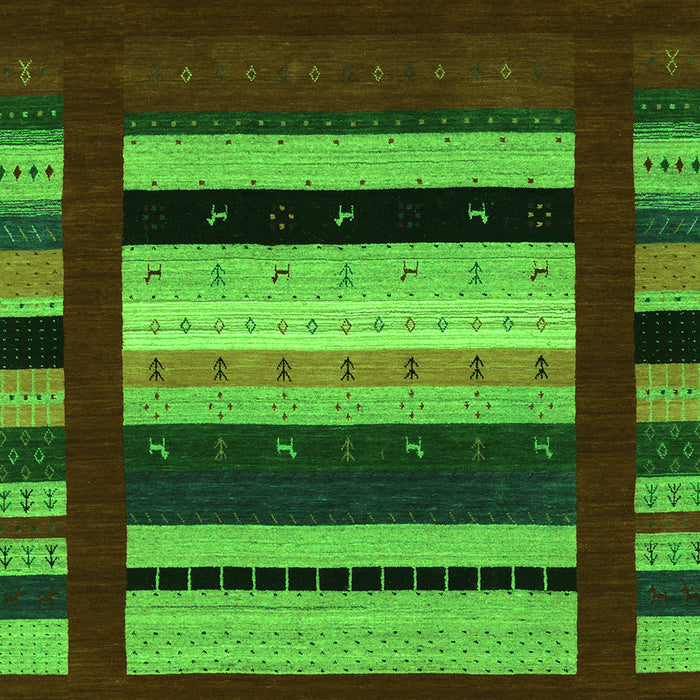 Serging Thickness of Machine Washable Abstract Green Contemporary Area Rugs, wshcon2364grn