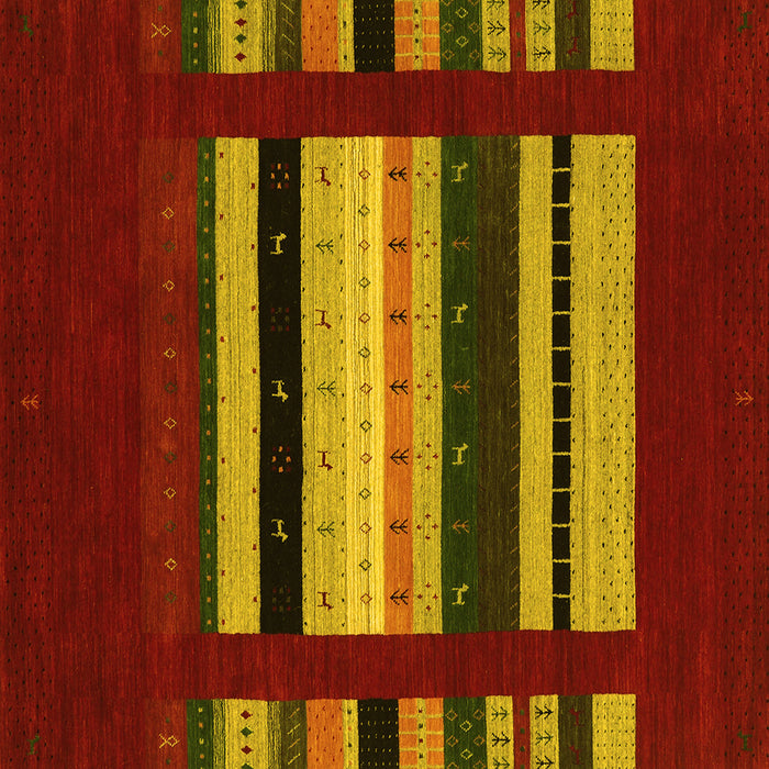 Square Abstract Yellow Contemporary Rug, con2364yw