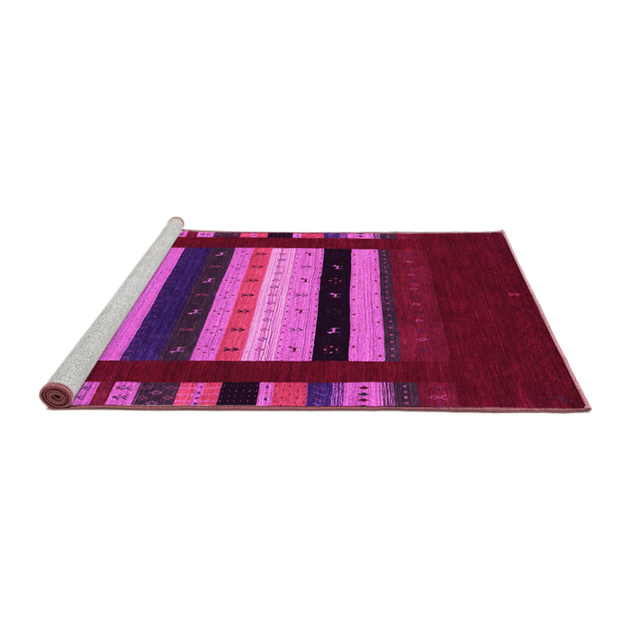 Sideview of Machine Washable Abstract Pink Contemporary Rug, wshcon2364pnk