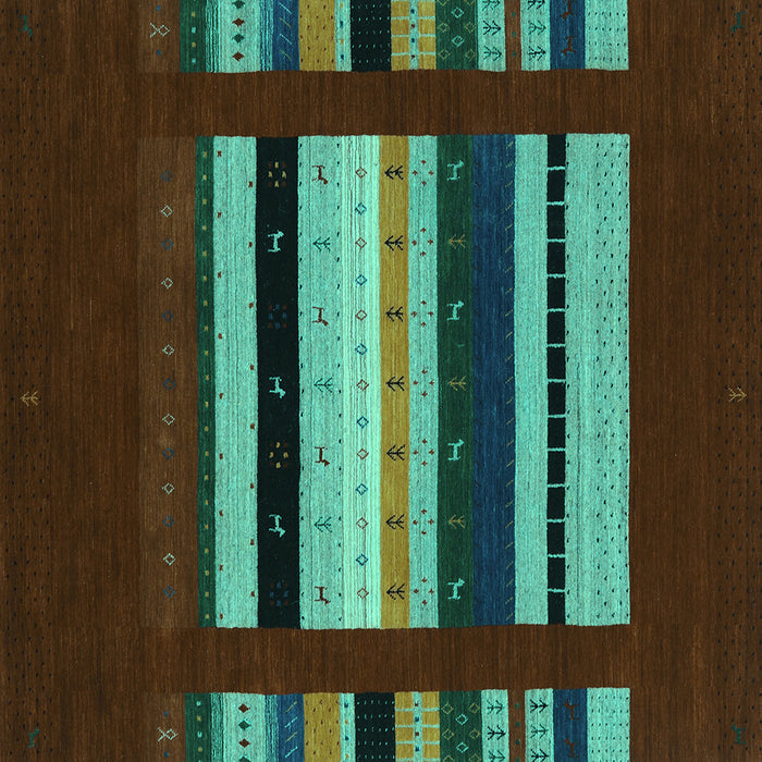 Square Abstract Turquoise Contemporary Rug, con2364turq