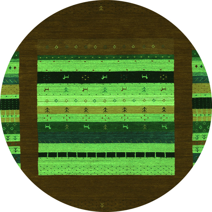 Square Abstract Green Contemporary Rug, con2364grn
