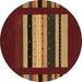 Round Abstract Brown Contemporary Rug, con2364brn