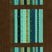 Square Machine Washable Abstract Turquoise Contemporary Area Rugs, wshcon2364turq