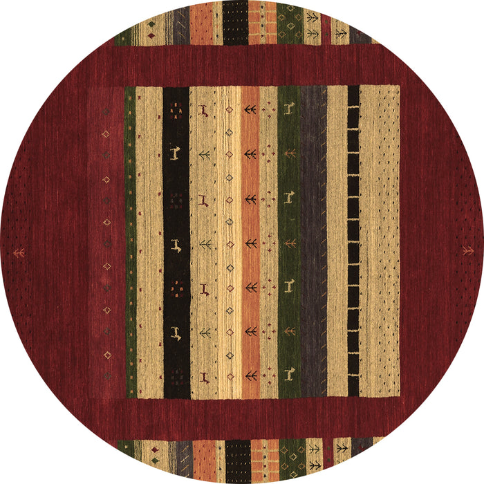 Round Machine Washable Abstract Brown Contemporary Rug, wshcon2364brn