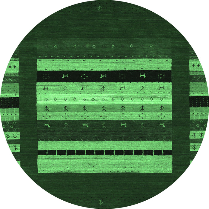 Round Abstract Emerald Green Contemporary Rug, con2364emgrn