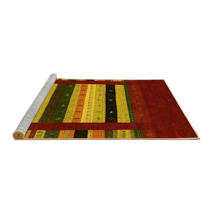 Sideview of Machine Washable Abstract Yellow Contemporary Rug, wshcon2364yw