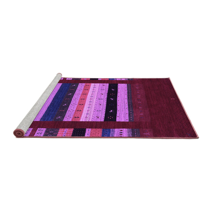 Sideview of Machine Washable Abstract Purple Contemporary Area Rugs, wshcon2364pur