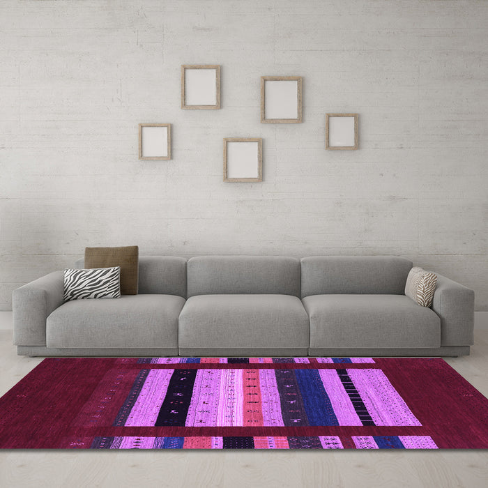 Machine Washable Abstract Purple Contemporary Area Rugs in a Living Room, wshcon2364pur