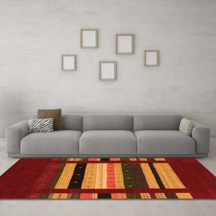 Machine Washable Abstract Orange Contemporary Area Rugs in a Living Room, wshcon2364org