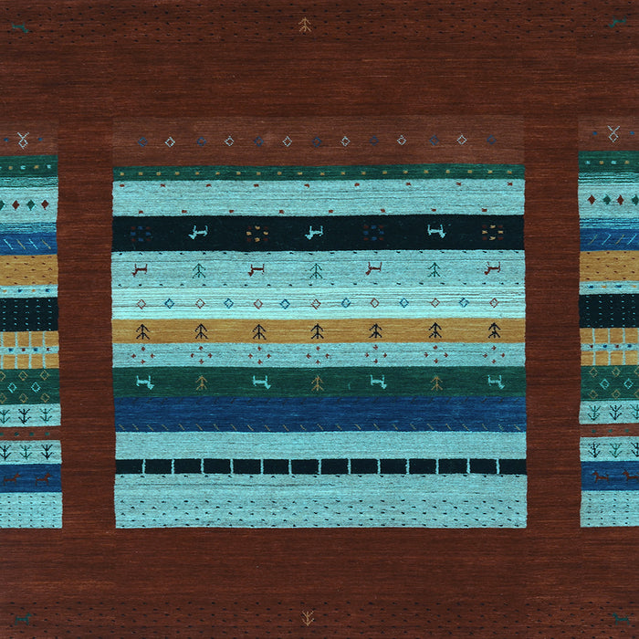 Square Abstract Light Blue Contemporary Rug, con2364lblu