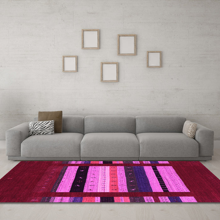 Machine Washable Abstract Pink Contemporary Rug in a Living Room, wshcon2364pnk