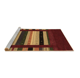 Sideview of Machine Washable Abstract Brown Contemporary Rug, wshcon2364brn