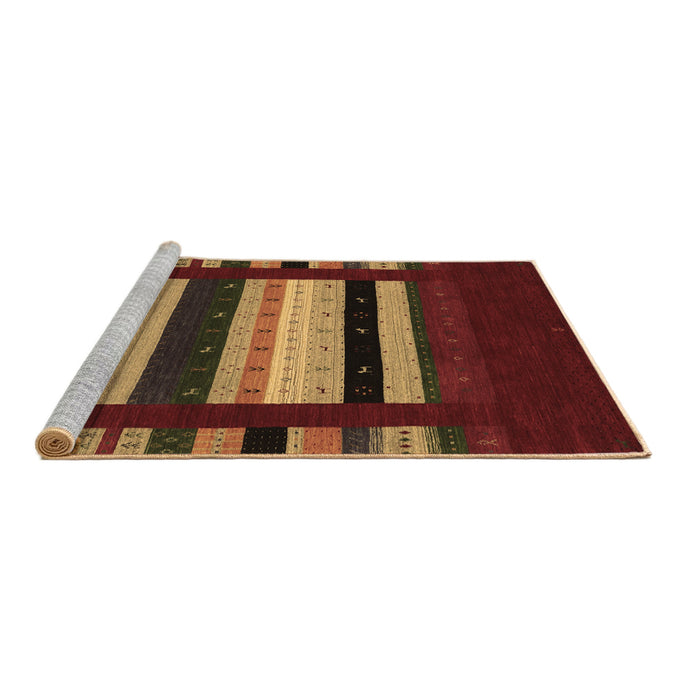 Sideview of Machine Washable Abstract Brown Contemporary Rug, wshcon2364brn