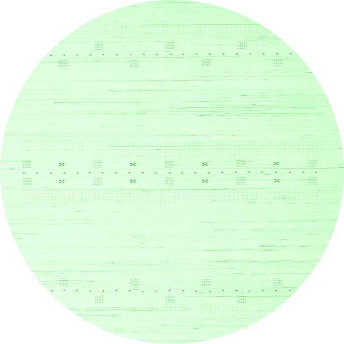 Round Machine Washable Solid Emerald Green Modern Area Rugs, wshcon2365emgrn