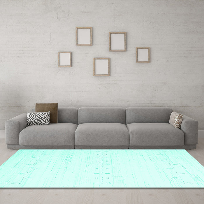 Machine Washable Solid Turquoise Modern Area Rugs in a Living Room,, wshcon2365turq