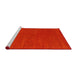 Serging Thickness of Machine Washable Contemporary Red Rug, wshcon2366