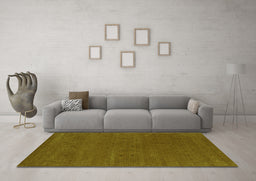 Machine Washable Abstract Green Contemporary Area Rugs in a Living Room,, wshcon2366grn