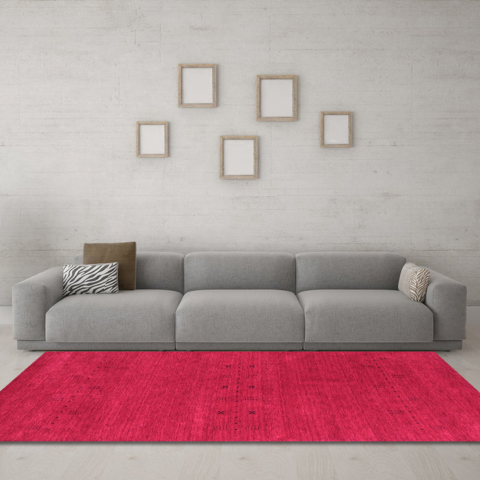 Machine Washable Abstract Pink Contemporary Rug in a Living Room, wshcon2366pnk