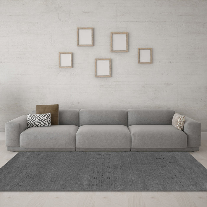 Machine Washable Abstract Gray Contemporary Rug in a Living Room,, wshcon2366gry
