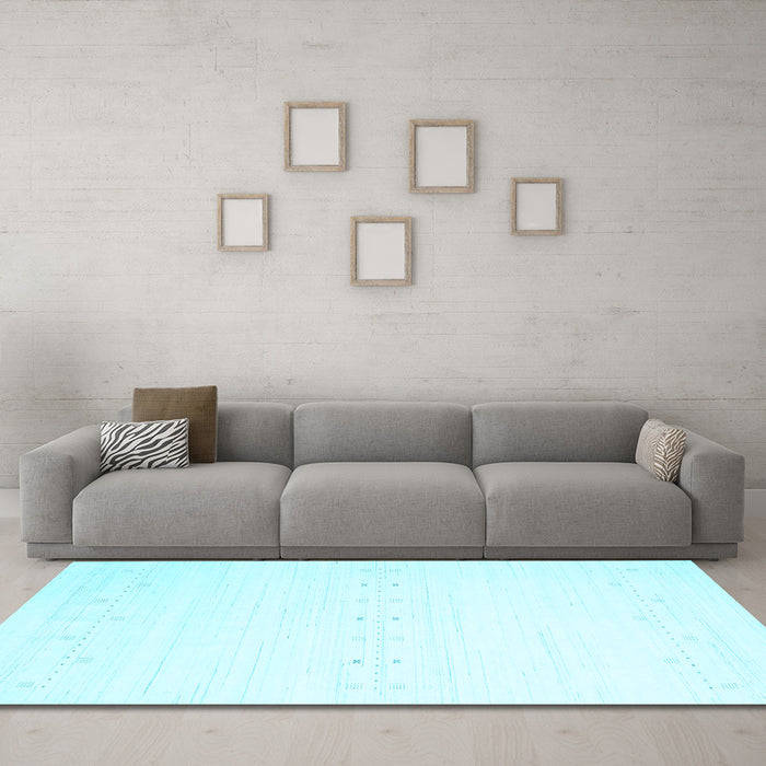 Machine Washable Solid Light Blue Modern Rug in a Living Room, wshcon2367lblu