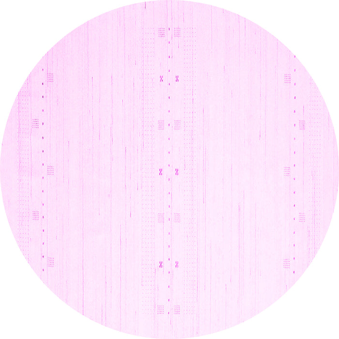 Round Machine Washable Solid Pink Modern Rug, wshcon2367pnk