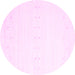 Round Machine Washable Solid Pink Modern Rug, wshcon2367pnk