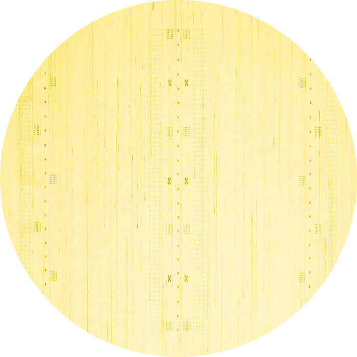 Round Machine Washable Solid Yellow Modern Rug, wshcon2367yw