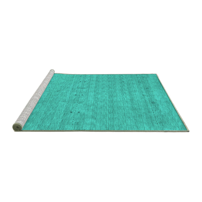 Sideview of Machine Washable Abstract Turquoise Contemporary Area Rugs, wshcon2368turq