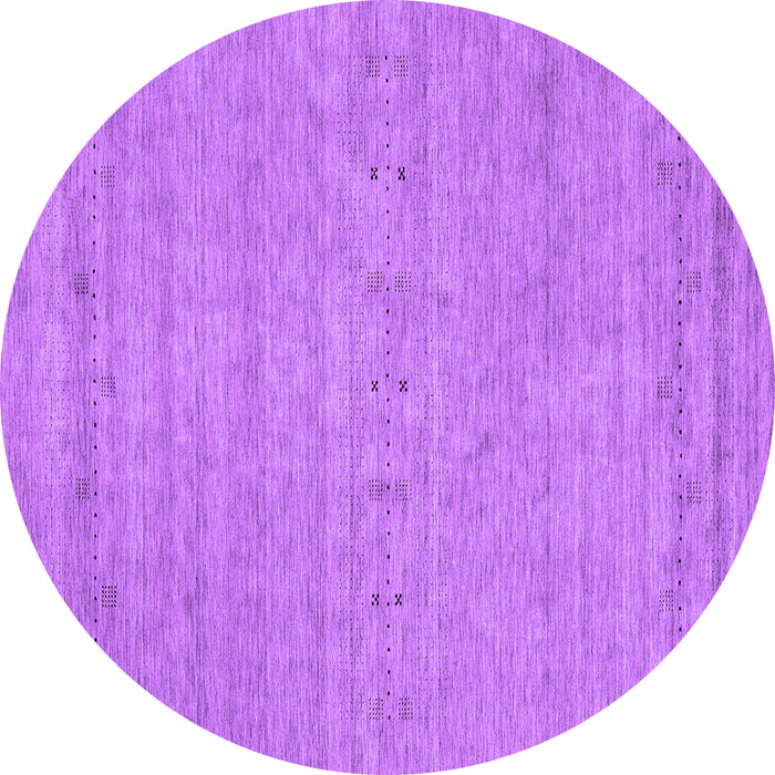 Round Abstract Purple Contemporary Rug, con2368pur