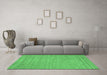 Machine Washable Abstract Emerald Green Contemporary Area Rugs in a Living Room,, wshcon2368emgrn