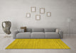 Machine Washable Abstract Yellow Contemporary Rug in a Living Room, wshcon2368yw